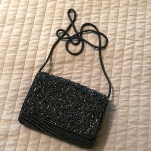 Talbots, black beaded evening bag